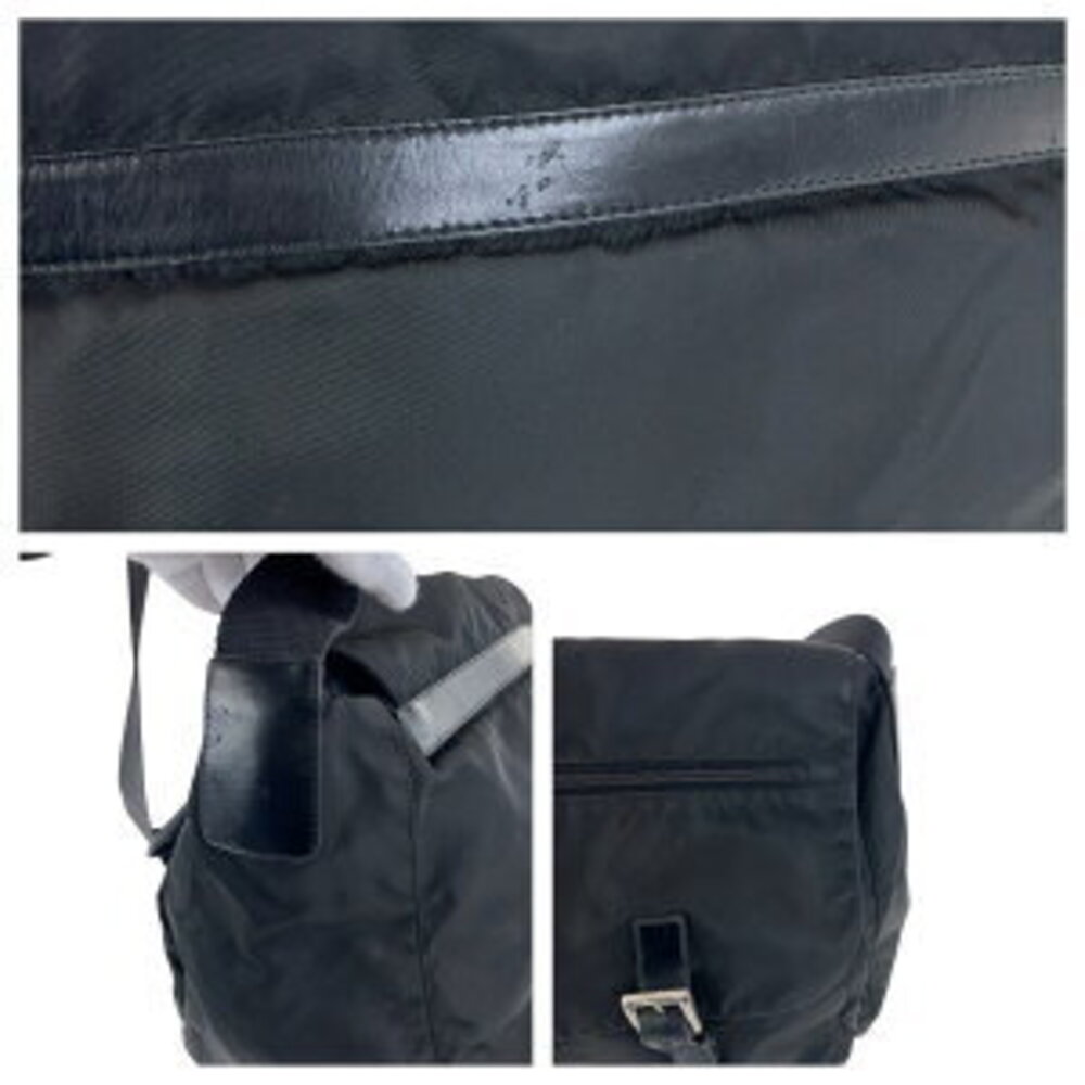 Prada messenger logo Tessuto shoulder plate bag leather nylon black triangular - Picture 5 of 10